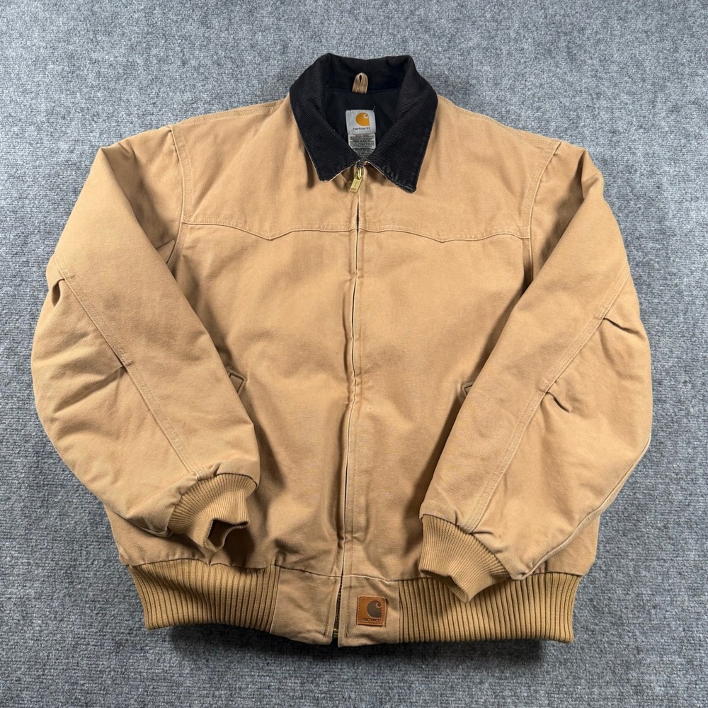 Carhartt Santa Fe Jacket Mens XL Camel J14 CML Quilted Flannel Lined Workwear